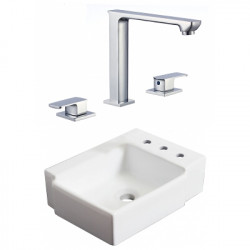 American Imaginations AI-22570 16.25-in. W Above Counter White Vessel Set For 3H8-in. Right Faucet - Faucet Included