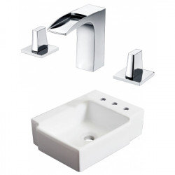 American Imaginations AI-22574 16.25-in. W Wall Mount White Vessel Set For 3H8-in. Right Faucet - Faucet Included