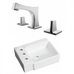 American Imaginations AI-22579 16.25-in. W Above Counter White Vessel Set For 3H8-in. Left Faucet - Faucet Included