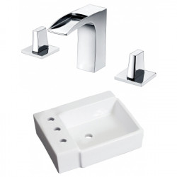 American Imaginations AI-22582 16.25-in. W Above Counter White Vessel Set For 3H8-in. Left Faucet - Faucet Included