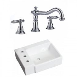 American Imaginations AI-22583 16.25-in. W Above Counter White Vessel Set For 3H8-in. Left Faucet - Faucet Included