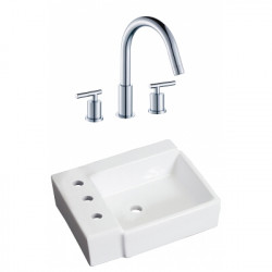 American Imaginations AI-22584 16.25-in. W Above Counter White Vessel Set For 3H8-in. Left Faucet - Faucet Included