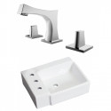 American Imaginations AI-22587 16.25-in. W Wall Mount White Vessel Set For 3H8-in. Left Faucet - Faucet Included