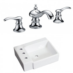American Imaginations AI-22588 16.25-in. W Wall Mount White Vessel Set For 3H8-in. Left Faucet - Faucet Included