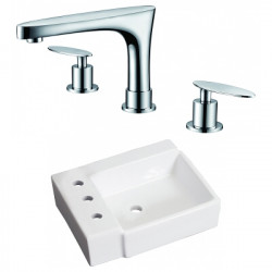 American Imaginations AI-22589 16.25-in. W Wall Mount White Vessel Set For 3H8-in. Left Faucet - Faucet Included