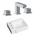 American Imaginations AI-22593 16.25-in. W Wall Mount White Vessel Set For 3H8-in. Left Faucet - Faucet Included