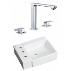American Imaginations AI-22594 16.25-in. W Wall Mount White Vessel Set For 3H8-in. Left Faucet - Faucet Included
