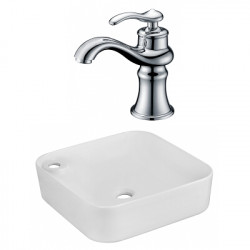 American Imaginations AI-22596 17-in. W Above Counter White Vessel Set For 1 Hole Left Faucet - Faucet Included
