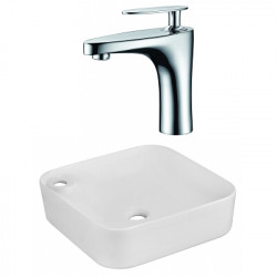 American Imaginations AI-22597 17-in. W Above Counter White Vessel Set For 1 Hole Left Faucet - Faucet Included