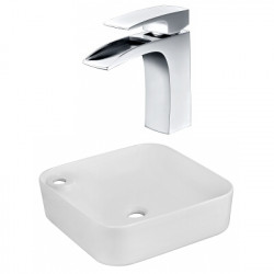 American Imaginations AI-22599 17-in. W Above Counter White Vessel Set For 1 Hole Left Faucet - Faucet Included