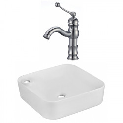 American Imaginations AI-22601 17-in. W Above Counter White Vessel Set For 1 Hole Left Faucet - Faucet Included