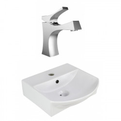 American Imaginations AI-22604 13.75-in. W Wall Mount White Vessel Set For 1 Hole Center Faucet - Faucet Included