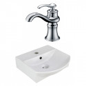 American Imaginations AI-22605 13.75-in. W Wall Mount White Vessel Set For 1 Hole Center Faucet - Faucet Included
