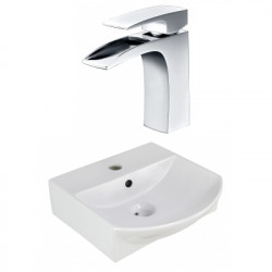 American Imaginations AI-22608 13.75-in. W Wall Mount White Vessel Set For 1 Hole Center Faucet - Faucet Included