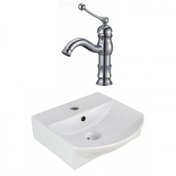American Imaginations AI-22610 13.75-in. W Wall Mount White Vessel Set For 1 Hole Center Faucet - Faucet Included