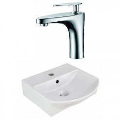 American Imaginations AI-22615 13.75-in. W Above Counter White Vessel Set For 1 Hole Center Faucet - Faucet Included