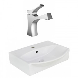 American Imaginations AI-22622 19.5-in. W Wall Mount White Vessel Set For 1 Hole Center Faucet - Faucet Included