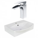 American Imaginations AI-22626 19.5-in. W Wall Mount White Vessel Set For 1 Hole Center Faucet - Faucet Included