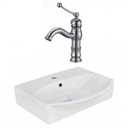 American Imaginations AI-22628 19.5-in. W Wall Mount White Vessel Set For 1 Hole Center Faucet - Faucet Included