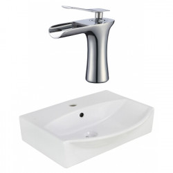 American Imaginations AI-22629 19.5-in. W Wall Mount White Vessel Set For 1 Hole Center Faucet - Faucet Included