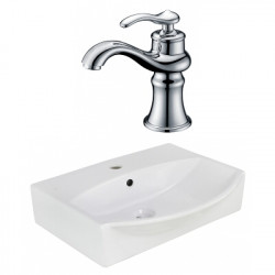 American Imaginations AI-22632 19.5-in. W Above Counter White Vessel Set For 1 Hole Center Faucet - Faucet Included