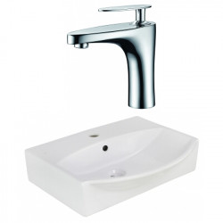 American Imaginations AI-22633 19.5-in. W Above Counter White Vessel Set For 1 Hole Center Faucet - Faucet Included