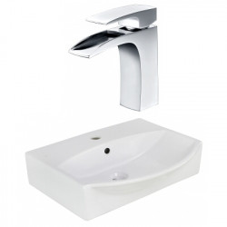 American Imaginations AI-22635 19.5-in. W Above Counter White Vessel Set For 1 Hole Center Faucet - Faucet Included