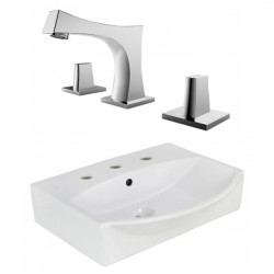 American Imaginations AI-22640 19.5-in. W Wall Mount White Vessel Set For 3H8-in. Center Faucet - Faucet Included