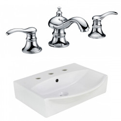 American Imaginations AI-22641 19.5-in. W Wall Mount White Vessel Set For 3H8-in. Center Faucet - Faucet Included