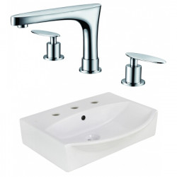 American Imaginations AI-22642 19.5-in. W Wall Mount White Vessel Set For 3H8-in. Center Faucet - Faucet Included