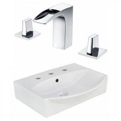 American Imaginations AI-22643 19.5-in. W Wall Mount White Vessel Set For 3H8-in. Center Faucet - Faucet Included