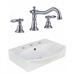 American Imaginations AI-22644 19.5-in. W Wall Mount White Vessel Set For 3H8-in. Center Faucet - Faucet Included