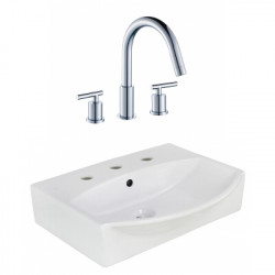 American Imaginations AI-22645 19.5-in. W Wall Mount White Vessel Set For 3H8-in. Center Faucet - Faucet Included