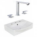American Imaginations AI-22647 19.5-in. W Wall Mount White Vessel Set For 3H8-in. Center Faucet - Faucet Included