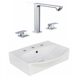 American Imaginations AI-22655 19.5-in. W Above Counter White Vessel Set For 3H8-in. Center Faucet - Faucet Included