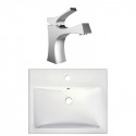 American Imaginations AI-22656 20.75-in. W Semi-Recessed White Vessel Set For 1 Hole Center Faucet - Faucet Included