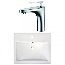 American Imaginations AI-22658 20.75-in. W Semi-Recessed White Vessel Set For 1 Hole Center Faucet - Faucet Included