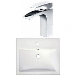 American Imaginations AI-22660 20.75-in. W Semi-Recessed White Vessel Set For 1 Hole Center Faucet - Faucet Included