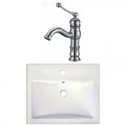 American Imaginations AI-22662 20.75-in. W Semi-Recessed White Vessel Set For 1 Hole Center Faucet - Faucet Included
