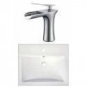 American Imaginations AI-22663 20.75-in. W Semi-Recessed White Vessel Set For 1 Hole Center Faucet - Faucet Included