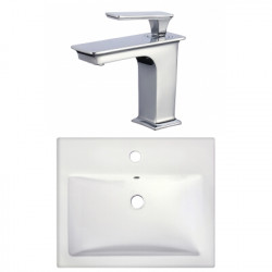 American Imaginations AI-22664 20.75-in. W Semi-Recessed White Vessel Set For 1 Hole Center Faucet - Faucet Included