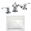 American Imaginations AI-22666 20.75-in. W Semi-Recessed White Vessel Set For 3H8-in. Center Faucet - Faucet Included