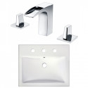 American Imaginations AI-22668 20.75-in. W Semi-Recessed White Vessel Set For 3H8-in. Center Faucet - Faucet Included