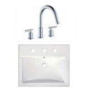 American Imaginations AI-22670 20.75-in. W Semi-Recessed White Vessel Set For 3H8-in. Center Faucet - Faucet Included