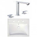 American Imaginations AI-22672 20.75-in. W Semi-Recessed White Vessel Set For 3H8-in. Center Faucet - Faucet Included
