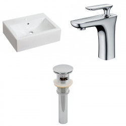 American Imaginations AI-26068 20.25-in. W Above Counter White Vessel Set For 1 Hole Center Faucet - Faucet Included