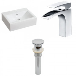 American Imaginations AI-26069 20.25-in. W Above Counter White Vessel Set For 1 Hole Center Faucet - Faucet Included