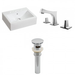 American Imaginations AI-26071 20.25-in. W Above Counter White Vessel Set For 3H8-in. Center Faucet - Faucet Included