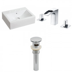 American Imaginations AI-26074 20.25-in. W Above Counter White Vessel Set For 3H8-in. Center Faucet - Faucet Included