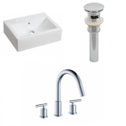American Imaginations AI-26076 20.25-in. W Above Counter White Vessel Set For 3H8-in. Center Faucet - Faucet Included